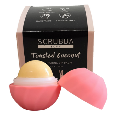 Scrubba Body Lip Balm PINK Toasted Coconut Natural Lip Balm