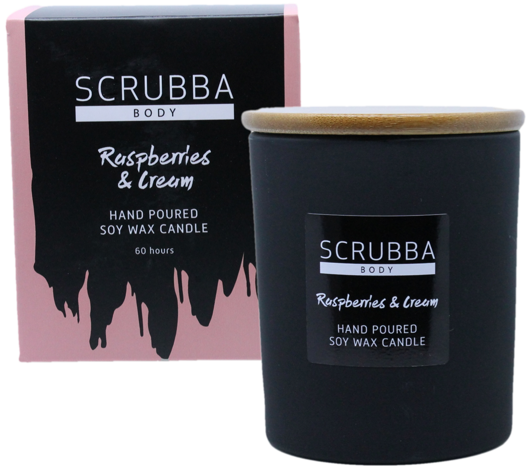 Scrubba Body Candle Raspberries & Cream Natural Soy Candle