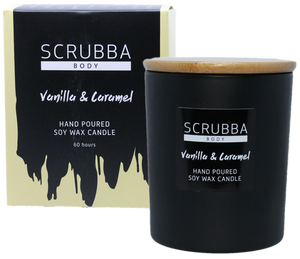 Scrubba Body Candle Vanilla Caramel Natural Soy Candle