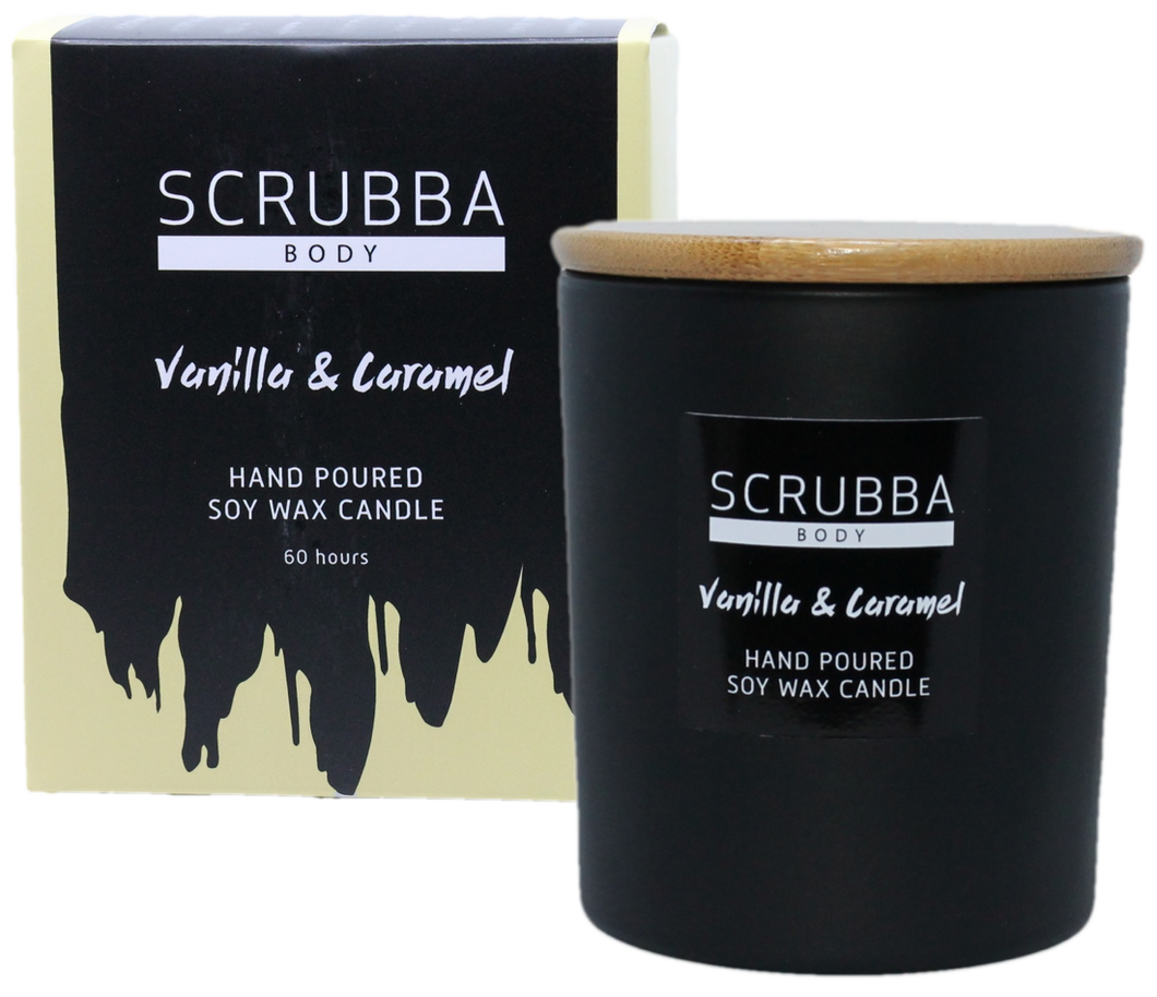 Scrubba Body Candle Vanilla Caramel Natural Soy Candle